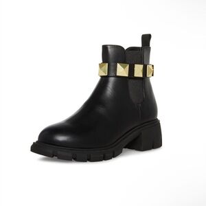 Steve Madden Kids Suggar Gold Stud Black Boots